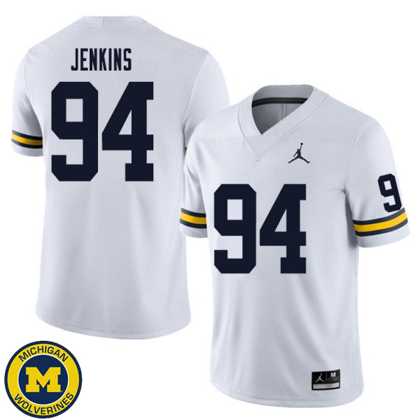 Men's University of Michigan #94 Kris Jenkins White Official Game Football Jersey